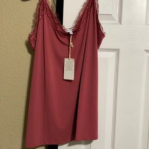 Grace & Lace Pink Eyelash Cami Size Large NWT